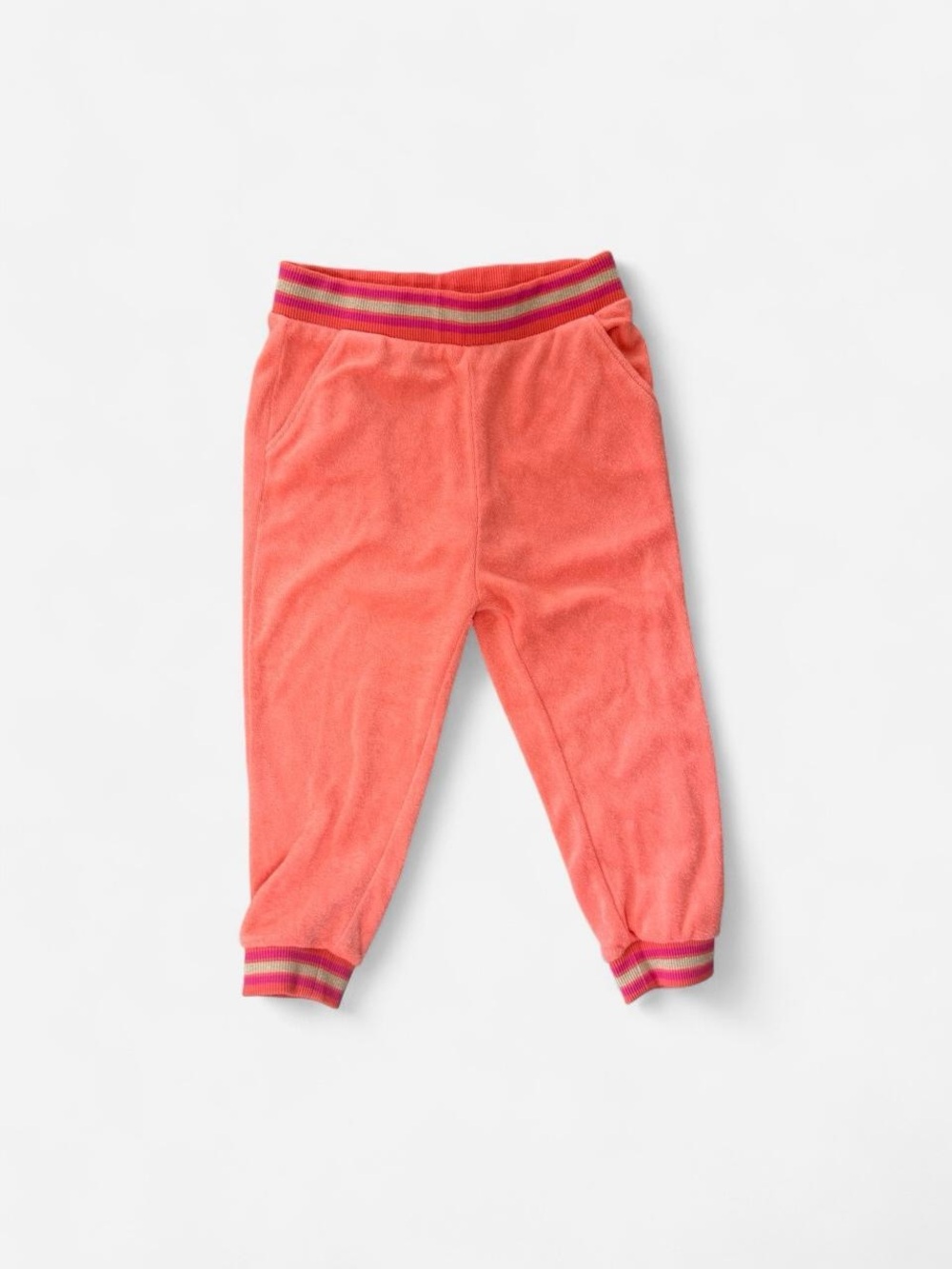 Gymboree Coral Plush Jogger Pants with Striped Waistband